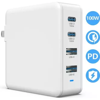 Viking nabíjačka USB GaN 100W, podpora PD3.0 a QC4+, biela