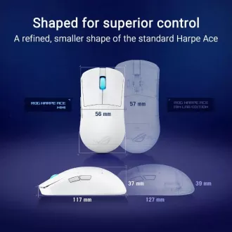 ASUS Herná myš ROG Harpe Ace Mini, Bezdrôtová BT, RF 2.4GHz, biela