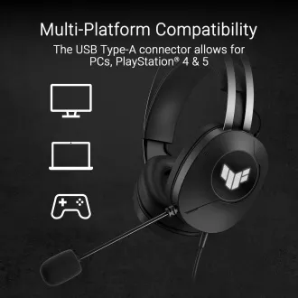 ASUS slúchadlá TUF Gaming H1 GEN II, Drôtový Herný Headset, čierna