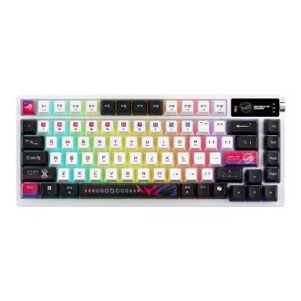 ASUS Klávesnica ROG Azoth X, Mechanická, Bezdrôtová BT, RF 2.4GHz, US, biela