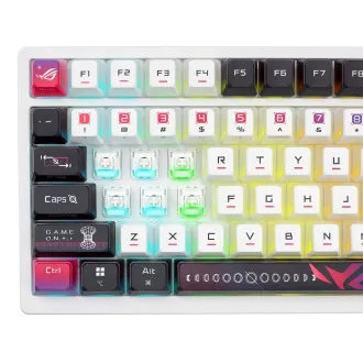 ASUS Klávesnica ROG Azoth X, Mechanická, Bezdrôtová BT, RF 2.4GHz, US, biela