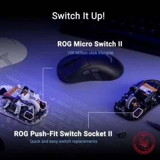 ASUS myš ROG Keris II Origin, bezdrôtová herná myš, biela