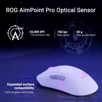 ASUS myš ROG Keris II Origin, bezdrôtová herná myš, biela