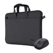 TRUST Sada taška na notebook 16" Notebook Bag + Bezdrôtová Myš, čierna