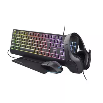 TRUST Sada slúchadla + myš + klávesnica + mousepad GXT 792 Quadrox 4v1 Gaming Bundle TRUST Sada slúchadla + myš + klávesnica + mousepad GXT 792 Quadrox 4v1 Gaming Bundle