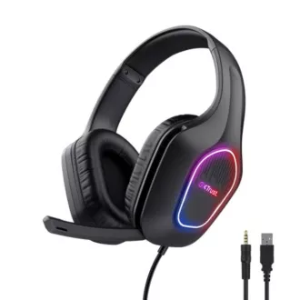 TRUST Herné slúchadlá GXT 416 ZIROX, LED, USB, 3.5mm Jack, čierna