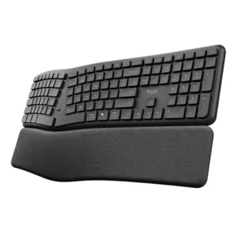TRUST klávesnica Keyra, Ergonomická, Bezdrôtová, US, čierna