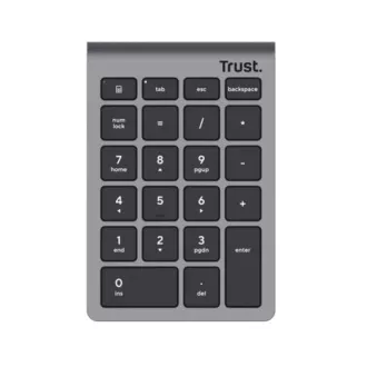 TRUST Numerická klávesnica Xalas, Bezdrôtová RF 2.4GHz, šedá