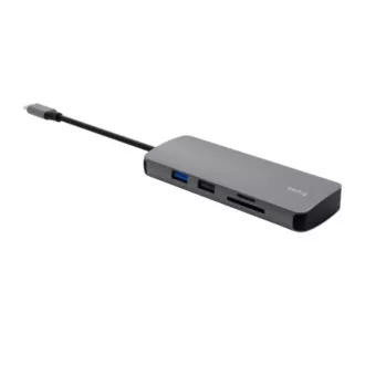 TRUST Dokovacia stanica DALYX USB-C, 8v1, HDMI, RJ45, 2xUSB-C, 2xUSB-A, microSD/SD karta, šedá