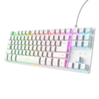 TRUST Klávesnica GXT 833 Thado, Membránová, USB, RGB, biela