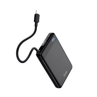 TRUST Powerbanka Fiera, 10000 mAh, S káblom, 2x USB-C, čierna