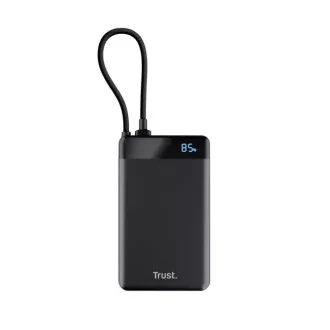 TRUST Powerbanka Fiera, 10000 mAh, S káblom, 2x USB-C, čierna