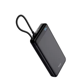 TRUST Powerbanka Fiera, 20000 mAh, S káblom, 2x USB-C, čierna