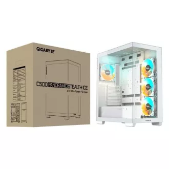 GIGABYTE case GB-C500PI ST, Mid tower, 1xUSB-C 3.2, 2xUSB 3.0, 4x 120mm ARGB Fan, biela