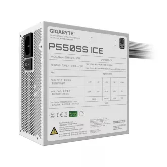 GIGABYTE zdroj P550SS ICE, 550W, 80+ Silver, 120mm, ATX 3.0, biela
