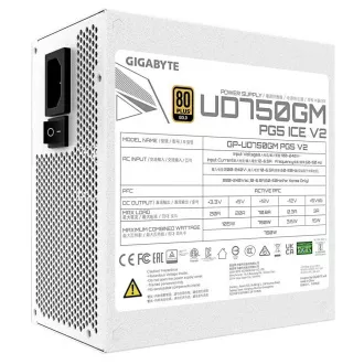 GIGABYTE zdroj UD750GM PG5 ICE 750W, 120mm, Plne modulárny, 80 Plus Gold, ATX 3.1