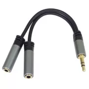 PremiumCord rozdvojka HQ 3, 5mm Jack Male - 2x Jack Female 15cm