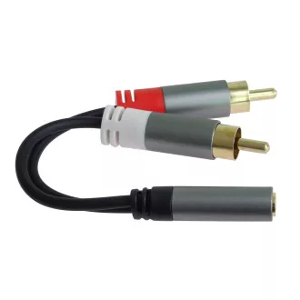 PremiumCord kábel HQ Jack 3.5mm Female - 2x CINCH Male 15cm