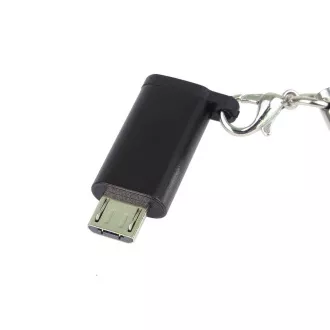 PremiumCord Adaptér USB-C konektor female - USB 2.0 Micro-B/male, čierny s očkom na zavesenie