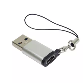 PremiumCord Adaptér USB3.0 A male - USB-C Female, strieborná s očkom na zavesenie
