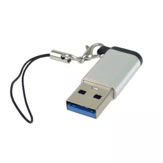 PremiumCord Adaptér USB3.0 A male - USB-C Female, strieborná s očkom na zavesenie