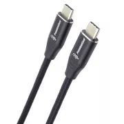 PREMIUMCORD Kábel USB-C M/M, 240W 480Mbps čierny bavlnený oplet, 0, 5m