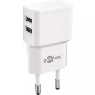 Goobay Napájací a nabíjací adaptér 230V na 2x USB, max.2, 4A, biely