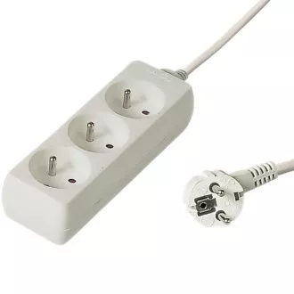 PREMIUMCORD Predlžovací prívod 230V 2m, 3 zásuvky, biela