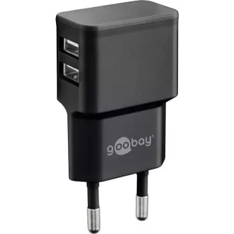 Goobay Napájací a nabíjací adaptér 230V na 2x USB, max.2, 4A, čierny