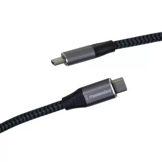 PREMIUMCORD USB-C kábel (USB 3.2 Gen2x2, 5A, 100W, 20Gbit/s) 3m, Sivá PREMIUMCORD USB-C kábel (USB 3.2 Gen2x2, 5A, 100W, 20Gbit/s) 3m, Sivá