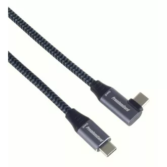 PREMIUMCORD USB-C zahnutý kábel (USB 3.2 Gen2x2, 5A, 100W, 20Gbit/s) 3m, Sivá PREMIUMCORD USB-C zahnutý kábel (USB 3.2 Gen2x2, 5A, 100W, 20Gbit/s) 3m, Sivá