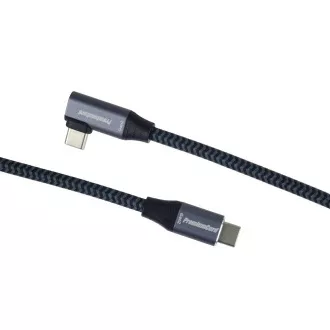 PREMIUMCORD USB-C zahnutý kábel (USB 3.2 Gen2x2, 5A, 100W, 20Gbit/s) 3m, Sivá PREMIUMCORD USB-C zahnutý kábel (USB 3.2 Gen2x2, 5A, 100W, 20Gbit/s) 3m, Sivá