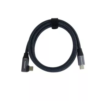 PREMIUMCORD USB-C zahnutý kábel (USB 3.2 Gen2x2, 5A, 100W, 20Gbit/s) 3m, Sivá PREMIUMCORD USB-C zahnutý kábel (USB 3.2 Gen2x2, 5A, 100W, 20Gbit/s) 3m, Sivá