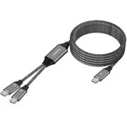 PREMIUMCORD Nabíjací kábel USB-C, 2xUSB-C na USB-C, 100W, 1m, čierna