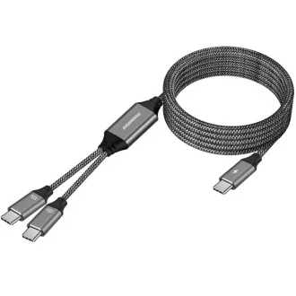 PREMIUMCORD Nabíjací kábel USB-C, 2xUSB-C na USB-C, 100W, 1m, čierna