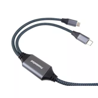 PREMIUMCORD Nabíjací kábel USB-C, 2xUSB-C na USB-C, 100W, 1m, čierna
