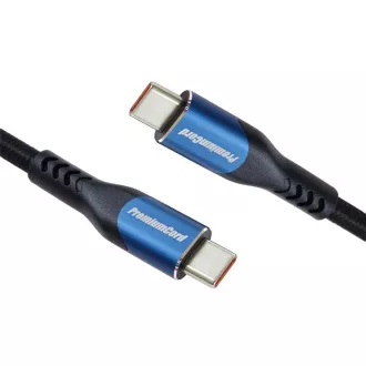 PremiumCord USB-C kábel (USB 3.2 GEN 2x2, 5A, 100W, 20Gbit/s) 0, 5m, bavlnený oplet