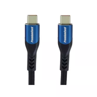 PremiumCord USB-C kábel (USB 3.2 GEN 2x2, 5A, 100W, 20Gbit/s) 0, 5m, bavlnený oplet