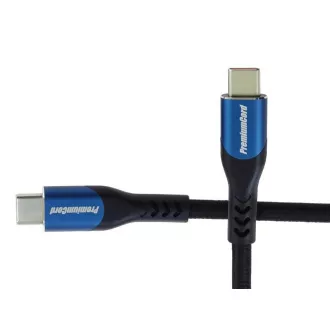 PremiumCord USB-C kábel (USB 3.2 GEN 2x2, 5A, 100W, 20Gbit/s) 1m, bavlnený oplet