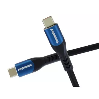 PremiumCord USB-C kábel (USB 3.2 GEN 2x2, 5A, 100W, 20Gbit/s) 1m, bavlnený oplet