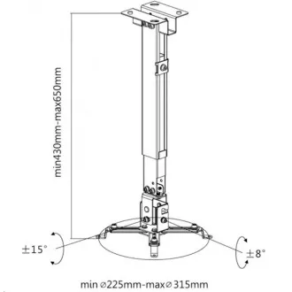 Reflecta TAPA 43-65cm stropný a nástenný držiak dataprojektora biely Reflecta TAPA 43-65cm stropný a nástenný držiak dataprojektora biely