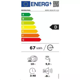 Whirlpool WSFO 3O34 PF X Voľne stojaca Umývačka riadu Whirlpool WSFO 3O34 PF X Voľne stojaca Umývačka riadu