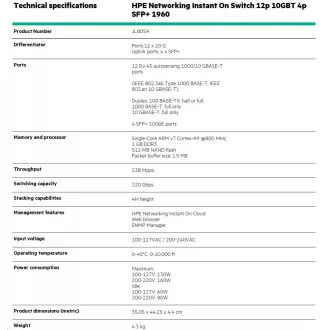 HPE Networking Instant On Switch 12p 10GBT 4p SFP+ 1960 (JL805A)