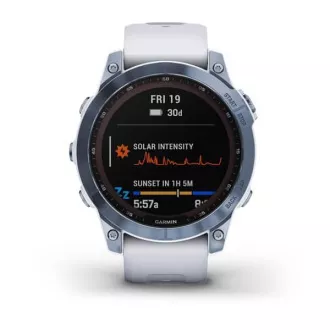 Garmin fenix 7 Solar Sapphire, Titan Blue/ White Silicone Band, EÚ Garmin fenix 7 Solar Sapphire, Titan Blue/ White Silicone Band, EÚ