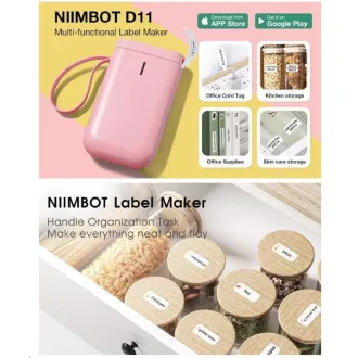 Niimbot Tlačiareň štítkov D11 Smart, ružová + rolka štítkov