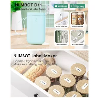 Niimbot Tlačiareň štítkov D11 Smart, modrá/zelená + rolka štítkov