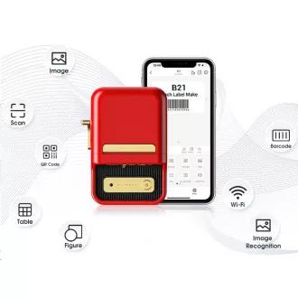 Niimbot Tlačiareň štítkov B21S Smart, červená + rolka štítkov 210ks