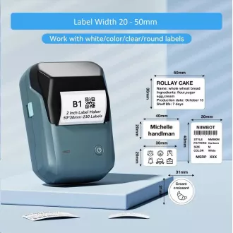Niimbot Tlačiareň štítkov B1 Smart, lake blue + rolka štítkov 210ks