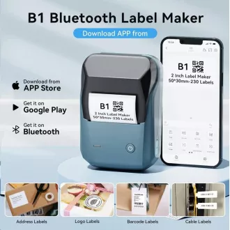 Niimbot Tlačiareň štítkov B1 Smart, lake blue + rolka štítkov 210ks