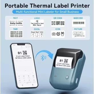 Niimbot Tlačiareň štítkov B1 Smart, lake blue + rolka štítkov 210ks
